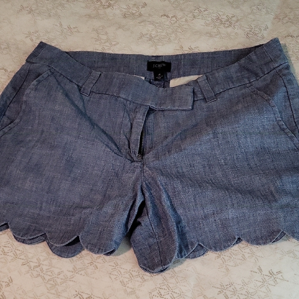 J. Crew Women's Blue Scalloped Shorts